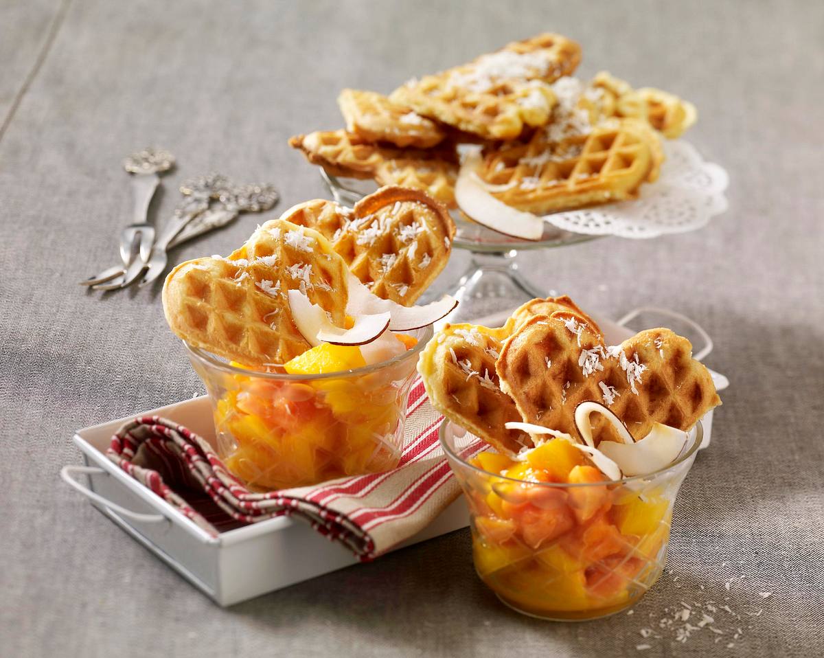 Butterwaffeln zu karibischem Obstsalat Rezept