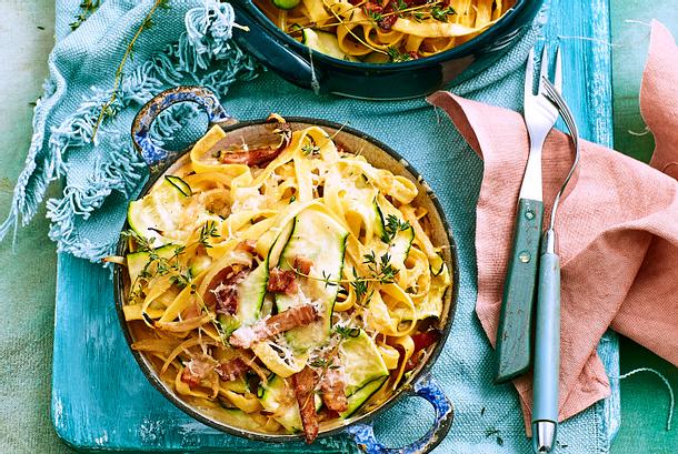 Carbonara al forno mit Parmesanhaube