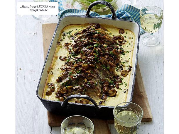 Camembertbraten mit Champignons Rezept Camembertbraten mit Champignons Rezept