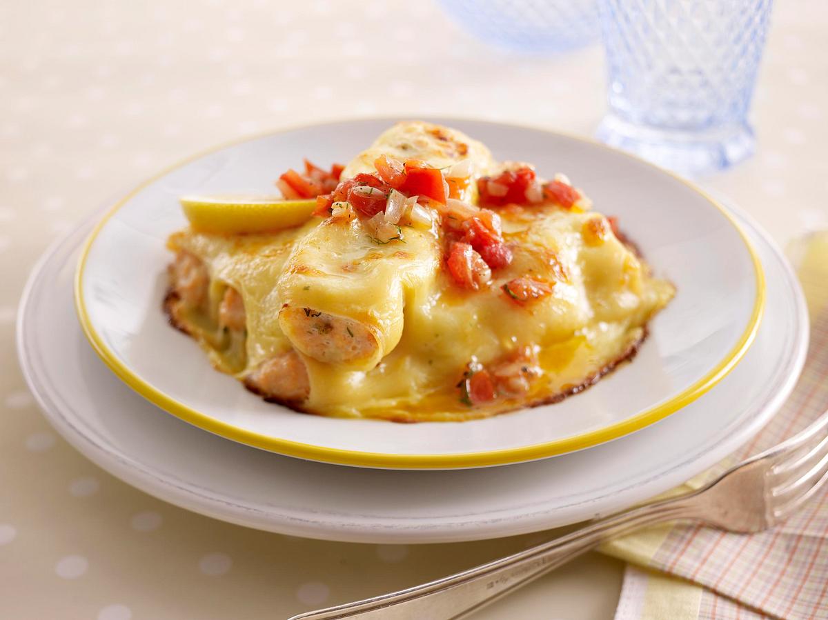 Cannelloni mit Lachs-Dill-Farce und leichter Zitronen-Bechamel Rezept