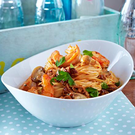 Capellini mit Ziegenkäse und getrockneten Tomaten (Angel-Hair-Pasta) Rezept