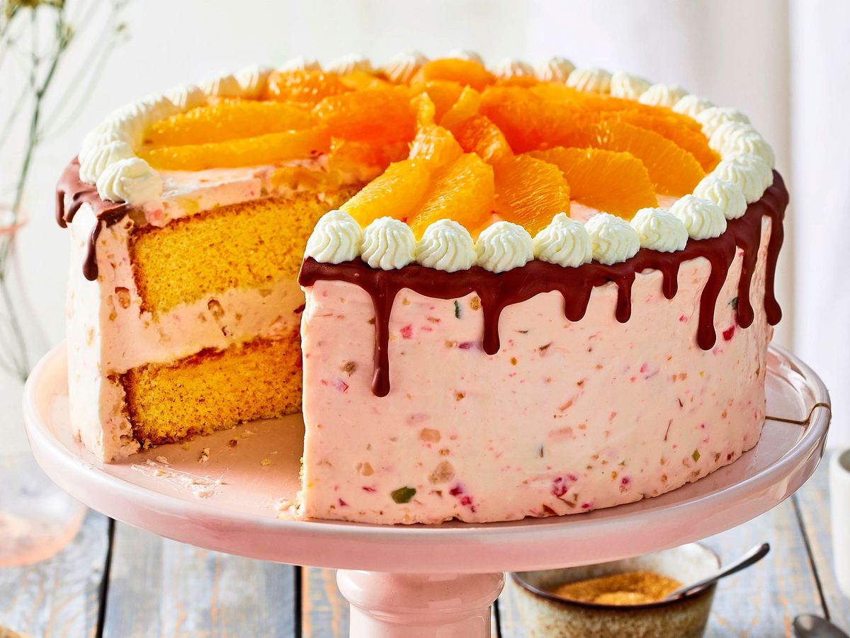 Cassata-Torte mit Orangenmarmelade und Spekulatius