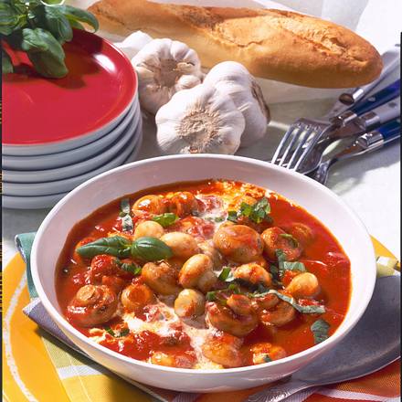 Champignons in Tomaten-Knoblauch-Rahm Rezept