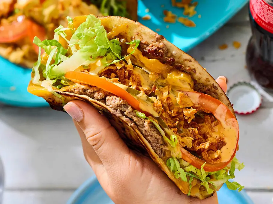 Smashed Cheeseburger-Tacos Rezept Smashed Cheeseburger-Tacos Rezept