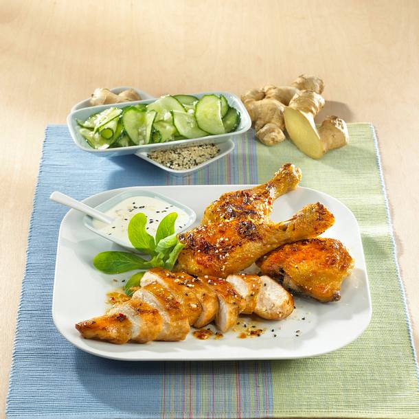 Chicken Combo mit Ingwermarinade Rezept Chicken Combo mit Ingwermarinade Rezept