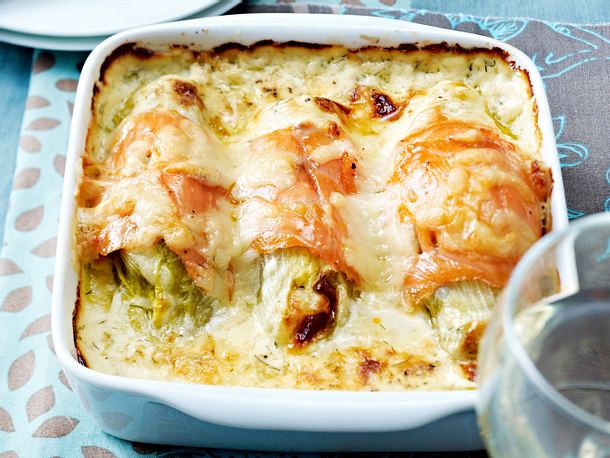 Chicorée-Lachs-Gratin Rezept Chicorée-Lachs-Gratin Rezept