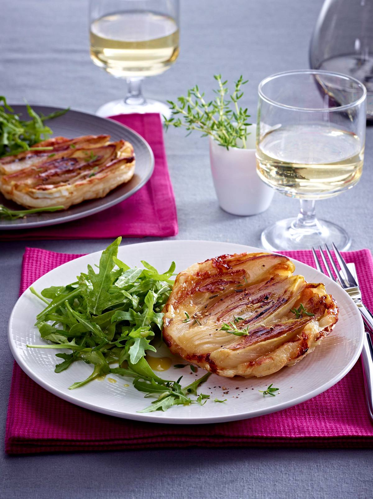 Chicorée-Ziegenkäse-Tatin (gestürzte Chicorée-Tarte) Rezept