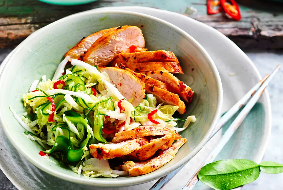 Chili-Chicken zu Asia-Coleslaw Rezept Chili-Chicken zu Asia-Coleslaw Rezept