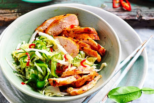 Chili-Chicken zu Asia-Coleslaw Rezept