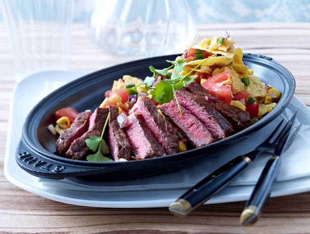 Chili-Steak mit Tortilla-Chips Rezept