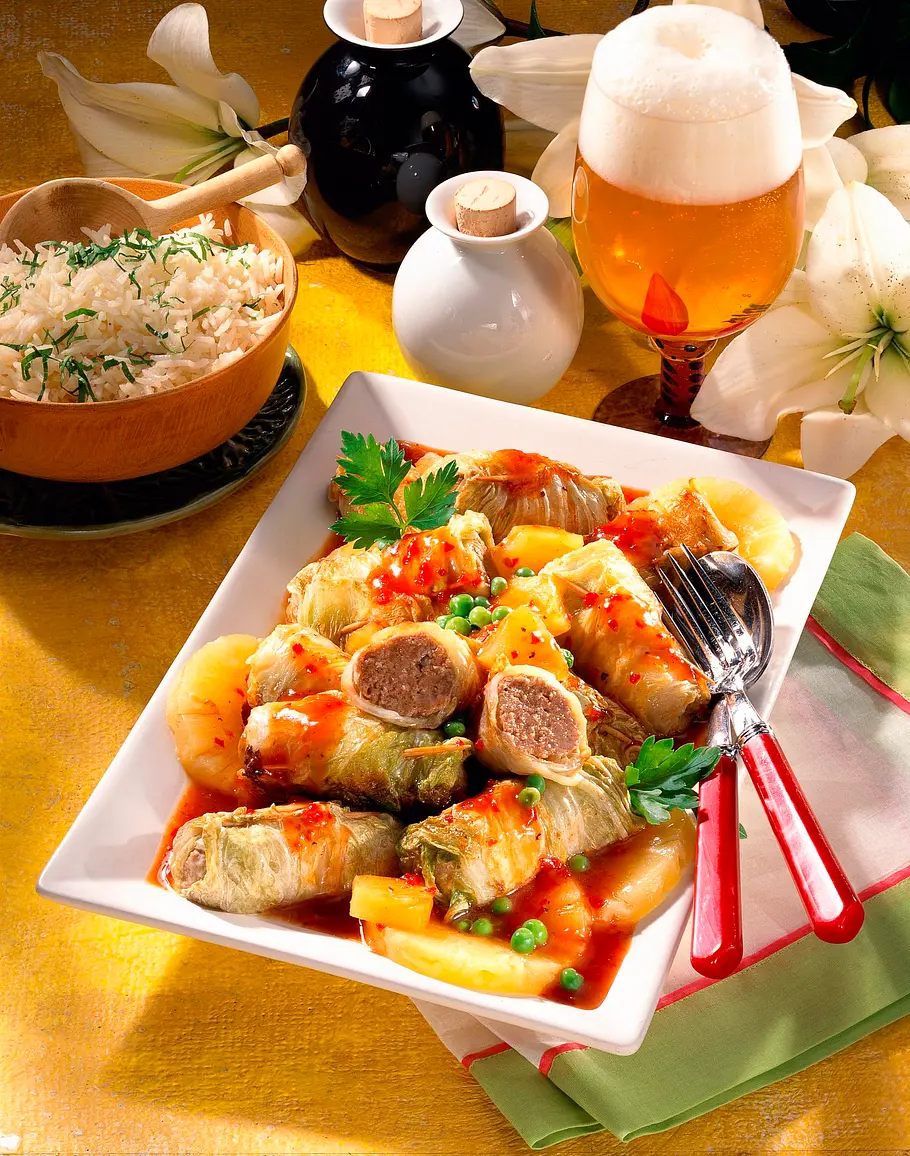 Chinakohl-Röllchen süß-sauer Rezept Chinakohl-Röllchen süß-sauer Rezept