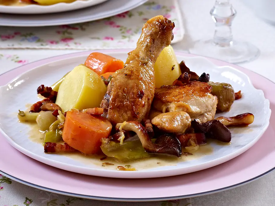 Coq au Vin mit Weißwein Rezept Coq au Vin mit Weißwein Rezept