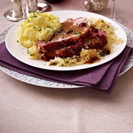 Cranberry-Kasseler auf Riesling-Kraut Rezept