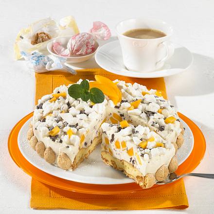 Crème-fraîche-Torte mit Mango & Schokobits Rezept