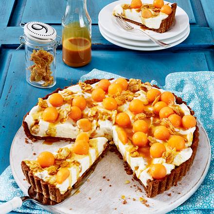 Cremige Melonen-Tarte mit Schokoboden Rezept