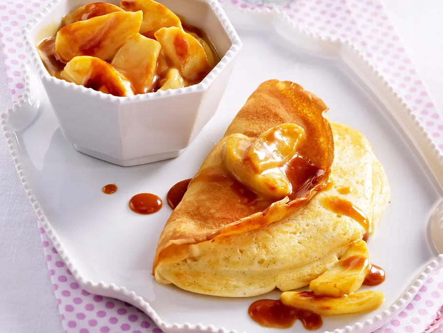 Crêpes mit karamellisiertem Apfelkompott Rezept