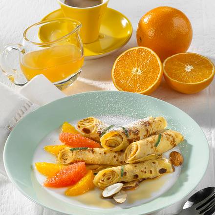 Crêpes mit Orangenfilets Rezept