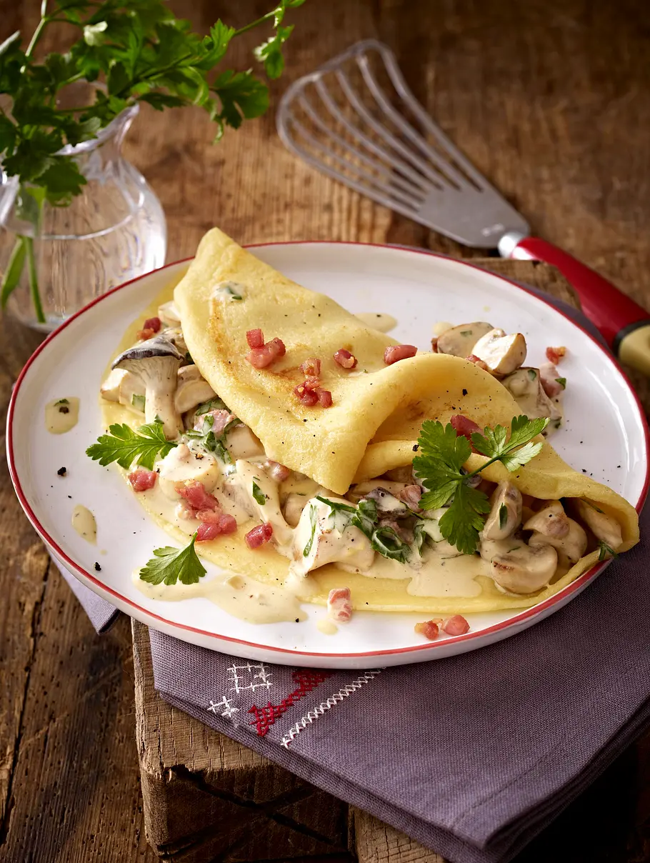 Crêpes mit Pilzragout Rezept Crêpes mit Pilzragout Rezept
