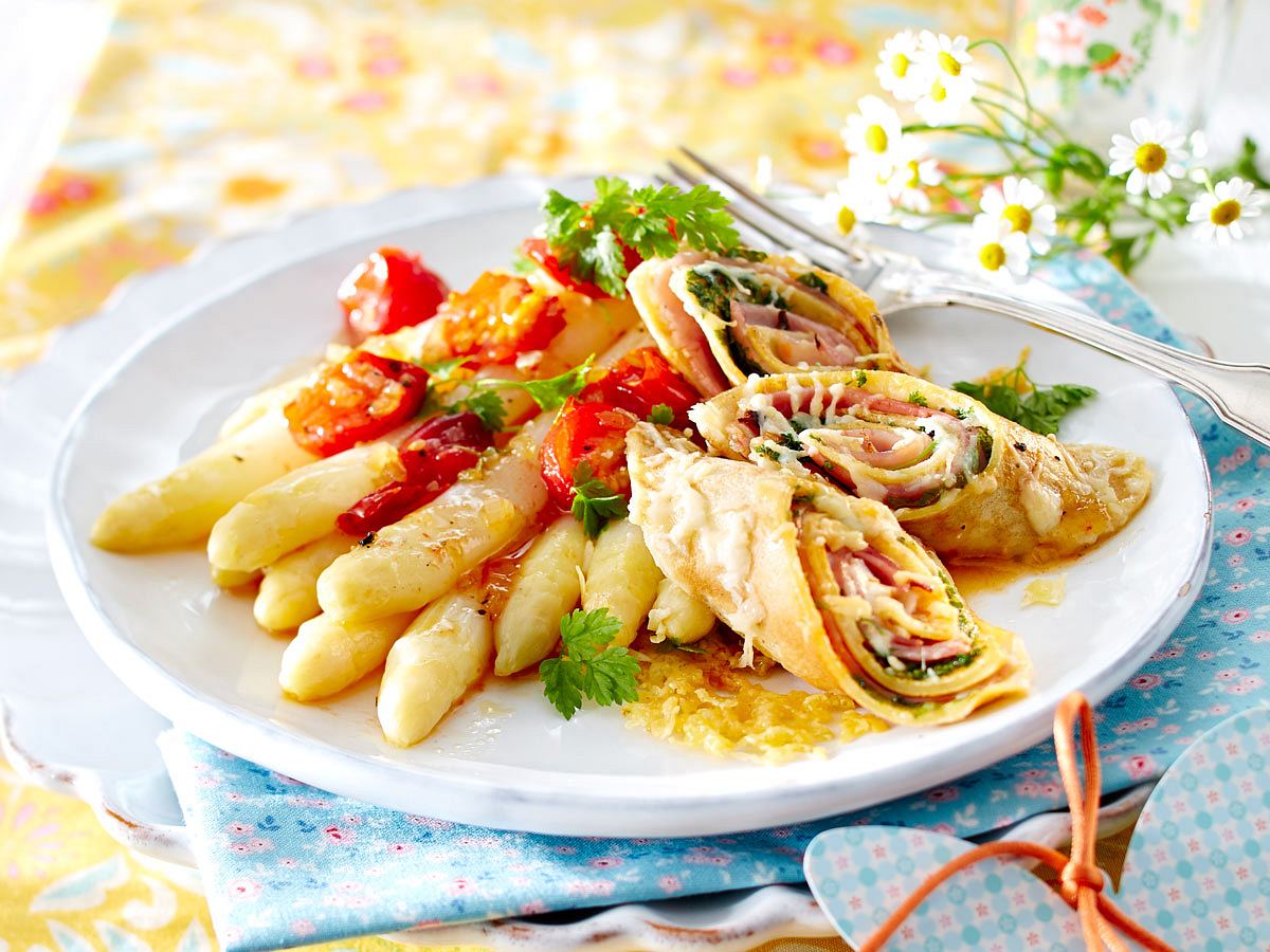 Crespelle zu weißem Spargel - so gehts