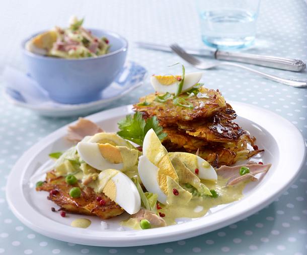 Curry-Eiersalat auf Rösti Rezept Curry-Eiersalat auf Rösti Rezept