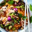 Curry-Reis-Pfanne mit Pulled Chicken Rezept - Foto: House of Food / Bauer Food Experts KG