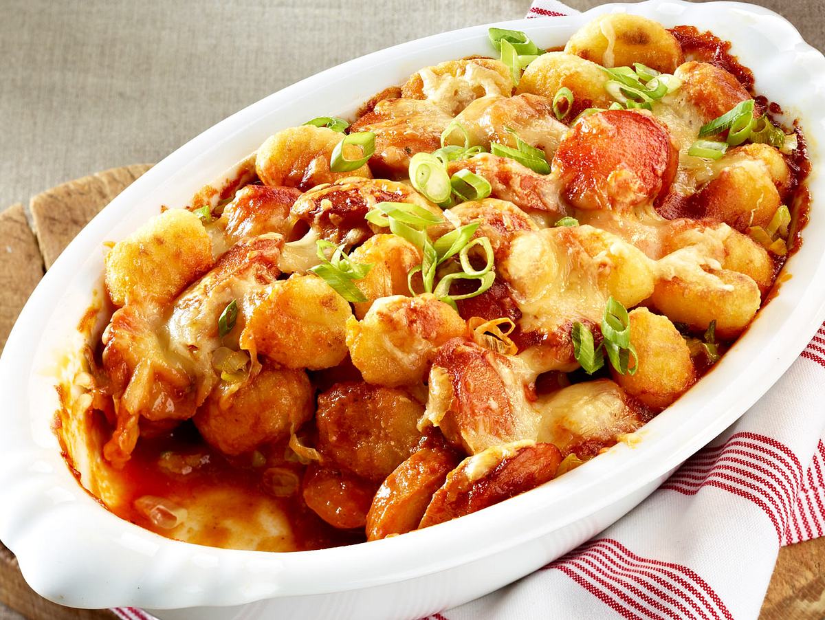 Currywurst-Gnocchi-Auflauf Rezept