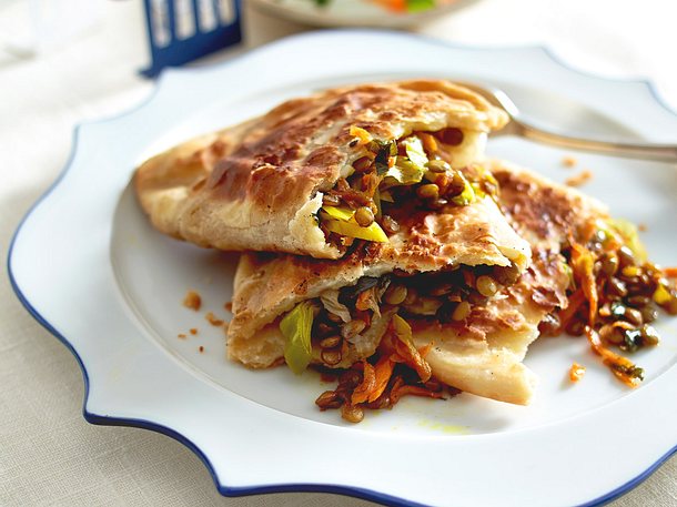 Dal Paratha (Linsenfladen mit Möhren-Raita) Rezept