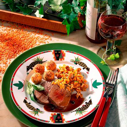 Dammwildfilet mit Linsengemüse Rezept