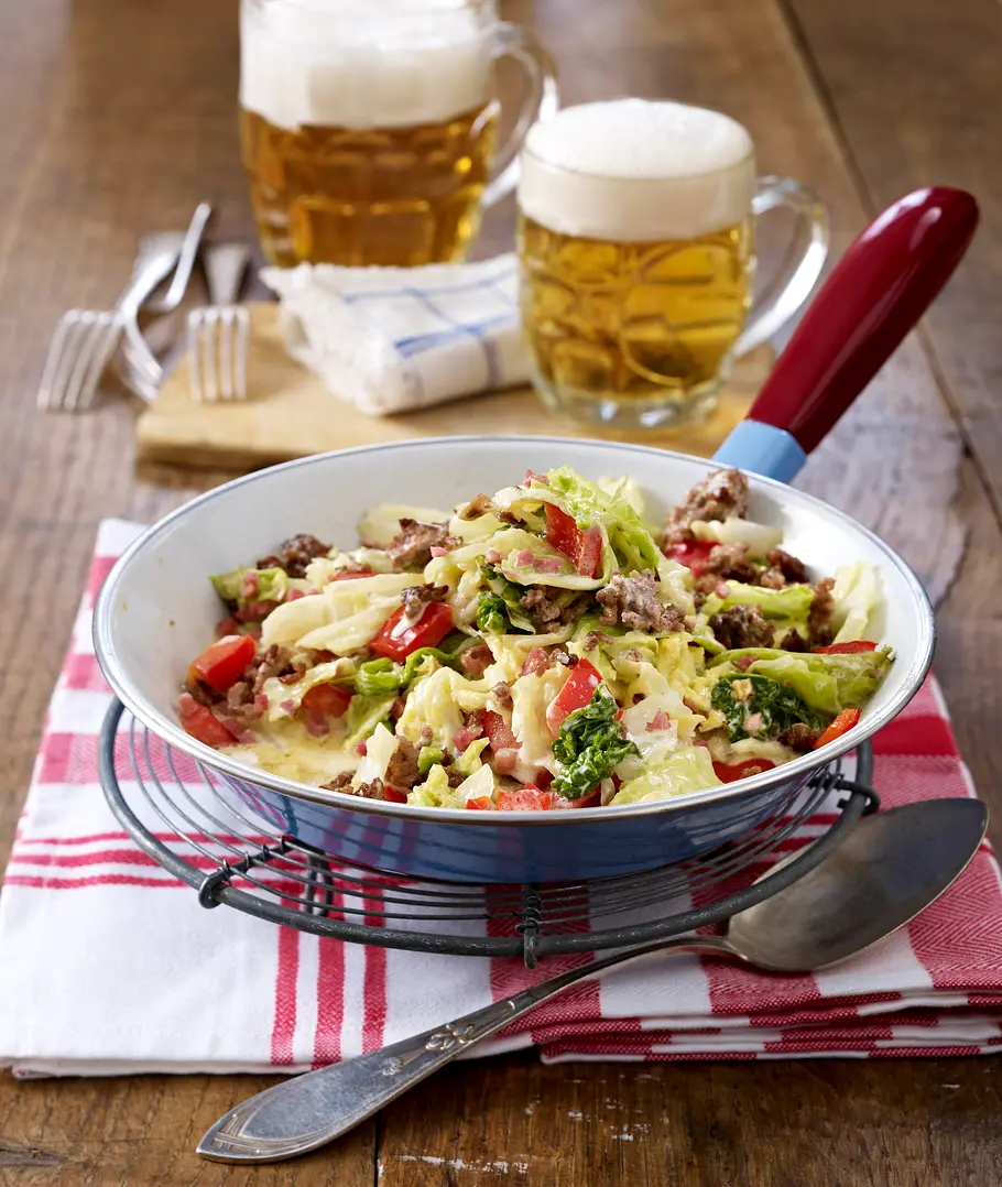 Deftige Wirsing-Hack-Pfanne Rezept Deftige Wirsing-Hack-Pfanne Rezept