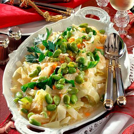 Dicke Bohnen auf Weißkohl Rezept Dicke Bohnen auf Weißkohl Rezept