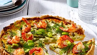 Dicke Bohnen-Tarte mit Garnelen und Ricottacreme Rezept - Foto: LECKER @ Bauer Media Group Dicke Bohnen-Tarte mit Garnelen und Ricottacreme Rezept - Foto: LECKER @ Bauer Media Group