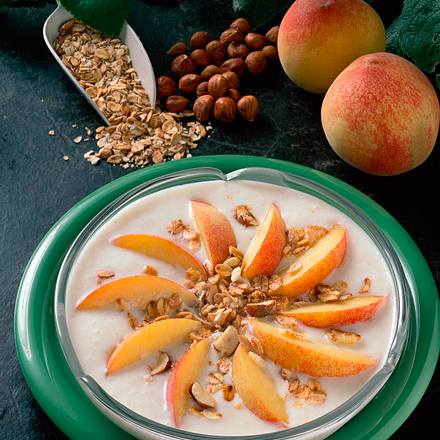 Dickmilch mit Pfirsich Rezept Dickmilch mit Pfirsich Rezept