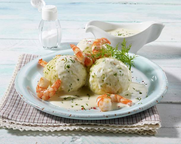 Dillknödel in Scampi-Sahnesoße Rezept