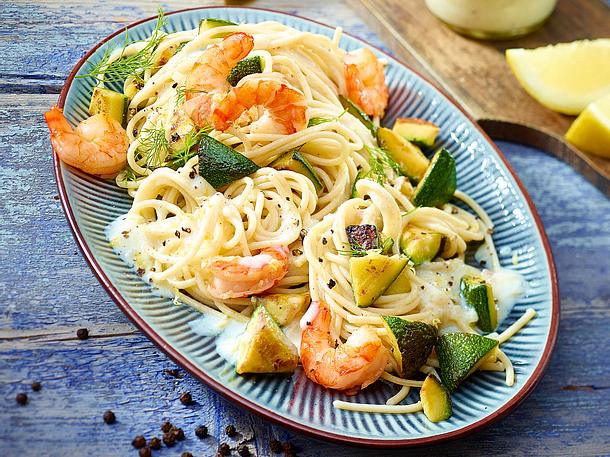 Dinkel Spaghetti Mit Garnelen Und Zitronensosse Rezept Lecker