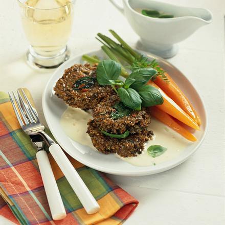Dinkelbratlinge mit Sahnesoße Rezept Dinkelbratlinge mit Sahnesoße Rezept