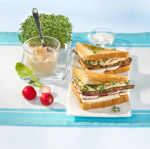 Doppelstöckiges Käse-Thunfisch-Sandwich Rezept Doppelstöckiges Käse-Thunfisch-Sandwich Rezept