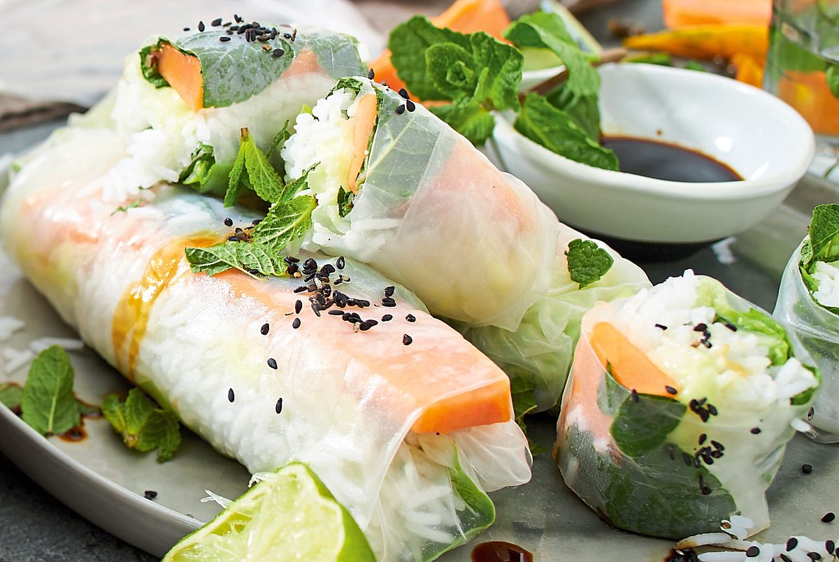 Double-Rice-Summerrolls mit Papaya Rezept