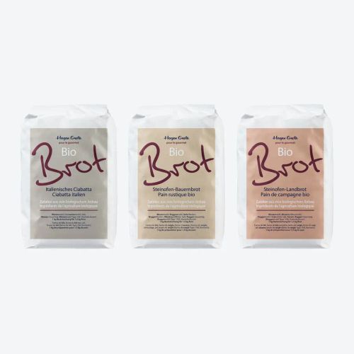 Drei Sorten Bio-Brotbackmischung