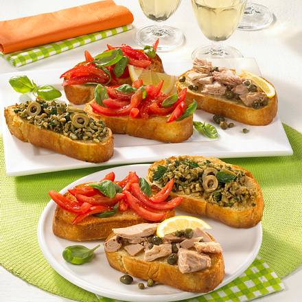 Dreierlei Bruschetta Rezept Dreierlei Bruschetta Rezept
