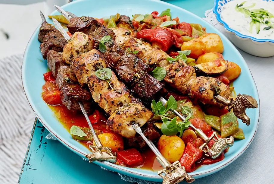Dreierlei Fleischspieße Rezept Dreierlei Fleischspieße Rezept