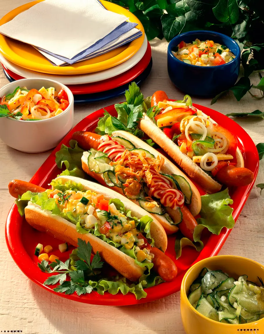 Dreierlei Hot Dogs Rezept Dreierlei Hot Dogs Rezept