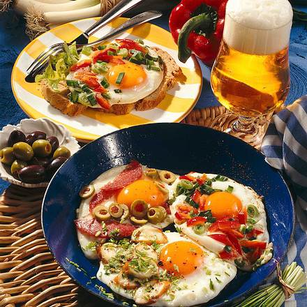Dreierlei pikante Spiegeleier Rezept