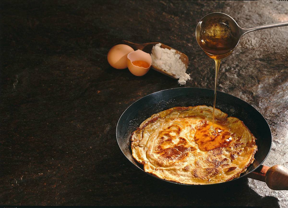 Eier-Pfannkuchen mit Ahornsirup Rezept