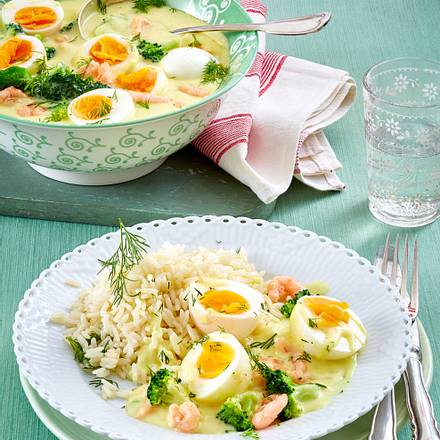 Eierragout mit Brokkoli und Tiefseekrabben Rezept