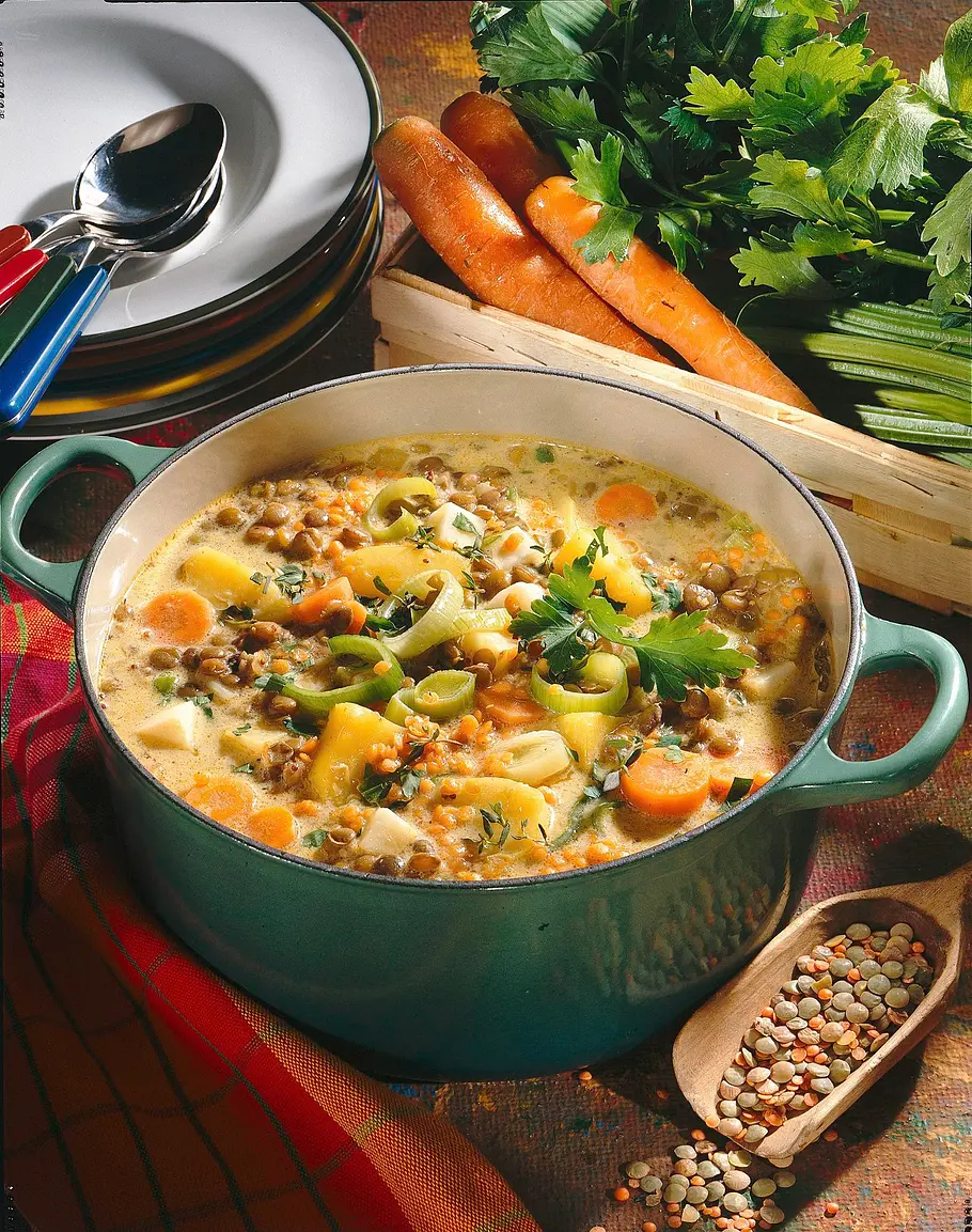 Eintopf mit zweierlei Linsen Rezept Eintopf mit zweierlei Linsen Rezept