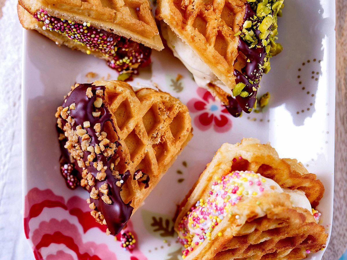 Waffel-Eis-Sandwich