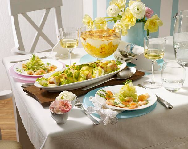 Eisbergschiffchen mit Shrimps in Senfcreme Rezept Eisbergschiffchen mit Shrimps in Senfcreme Rezept
