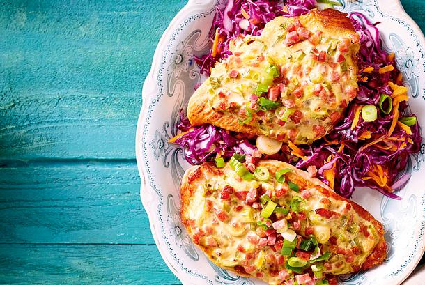 Elsässer Flammkuchen-Schnitzel Rezept Elsässer Flammkuchen-Schnitzel Rezept