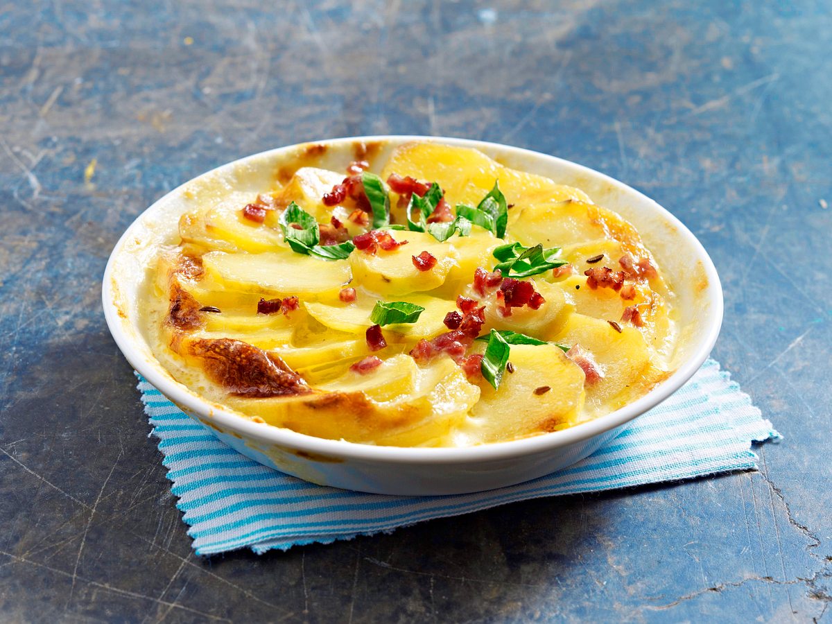 Elsässer Kartoffelgratin mit Lauch und Schinken Rezept