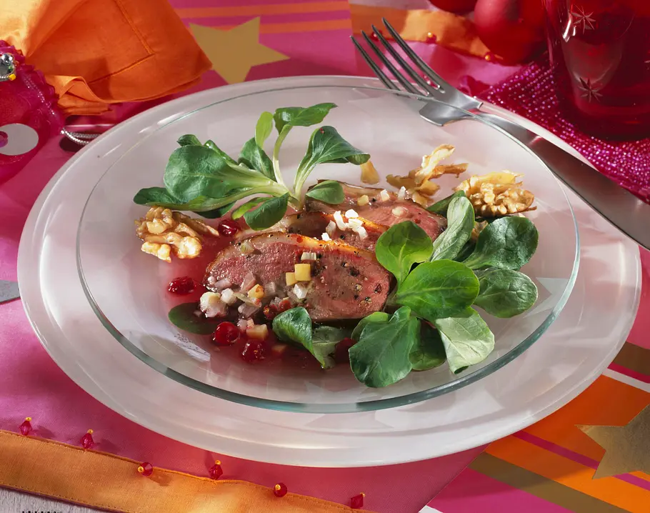 Entenbrust auf Walnuss-Feldsalat Rezept